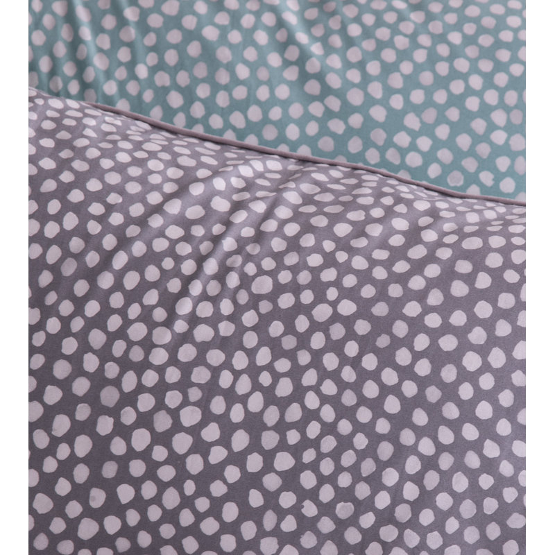 Cotton Duvet Cover with Pillowcases Included, Blue, Super King - 2 Standard Pillowcases, Polka Dots