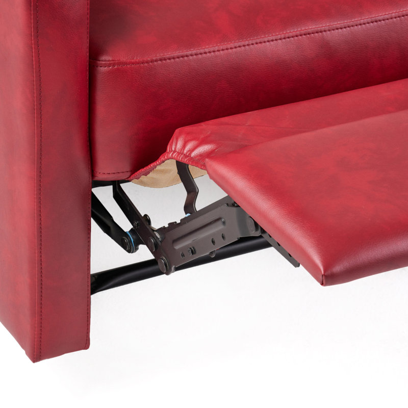 Fauteuil inclinable manuel en cuir synthétique rouge, Similicuir rouge