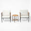 Ensemble de conversation pour 2 personnes avec chaises en corde tissée et table d'appoint