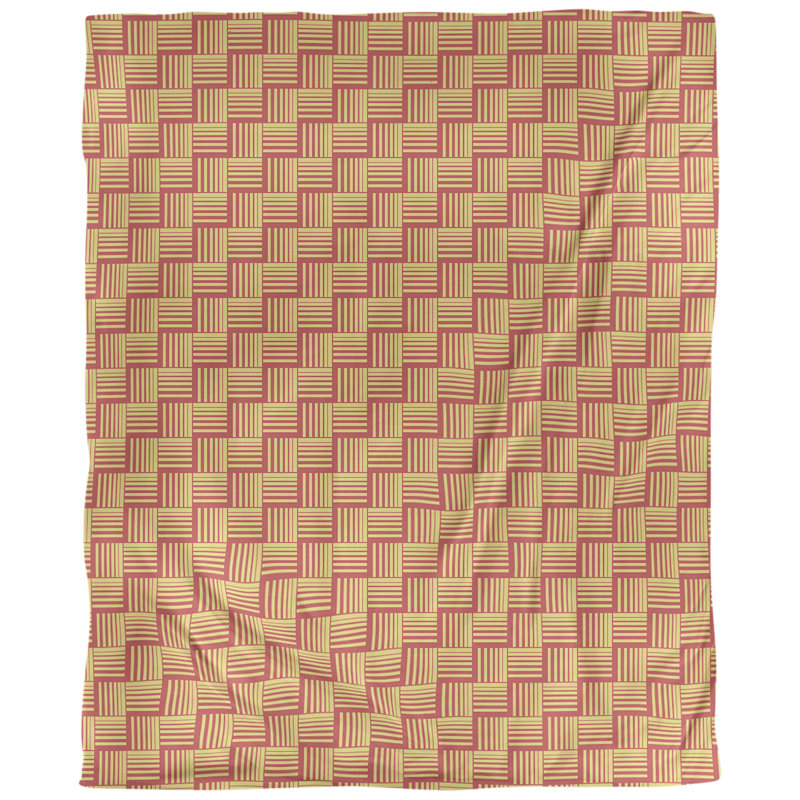 Tissu basketweave contrast, Rouge / Jaune, L 56 po x l 36 po, Coton peigné de base
