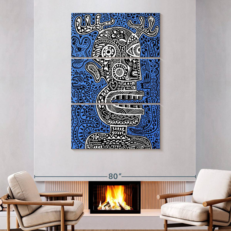 Leisha Tiki Head II - bleu, H 74 po x l 48 po
