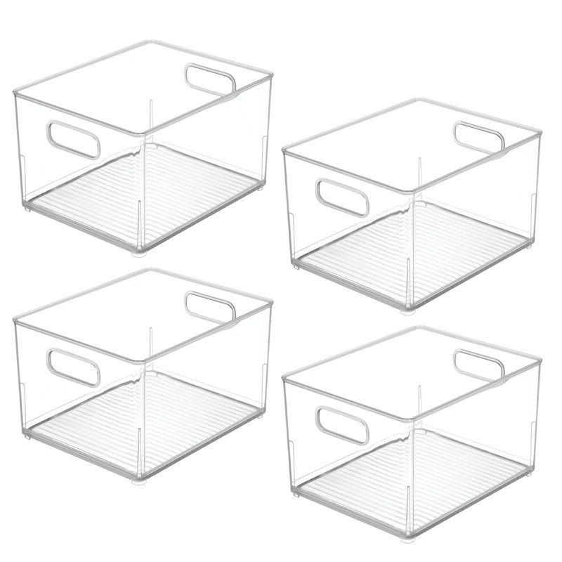 Petit bac de rangement en plastique empilable avec poignées - Organisateur pour comptoir ou meuble-lavabo