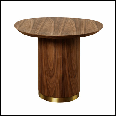 Table de bout Willene avec finition en noyer et base piédestal ronde, parfaite pour un décor moderne et minimaliste.