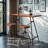 Rectangular Pine Solid Wood Top Metal Base Kitchen Dining Table