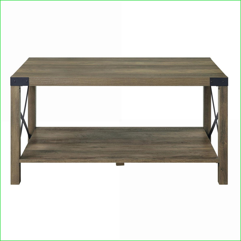 Table basse rustique en chêne avec tablette inférieure, surface de salon polyvalente pour boissons et amp; Décoration