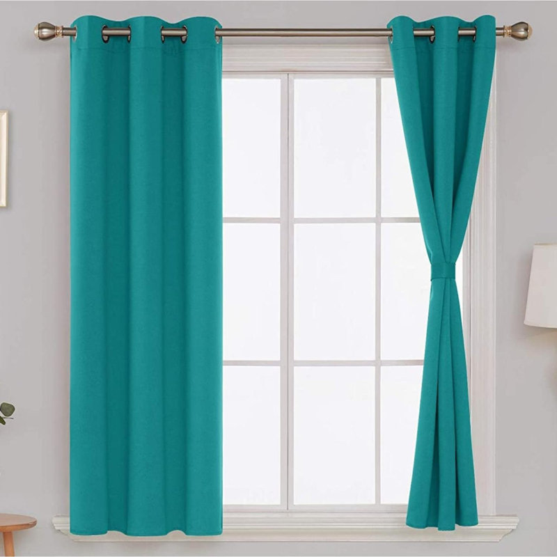 Bix Solid Blackout Thermal Grommet Curtain Panels, White, 38" W x 54" L