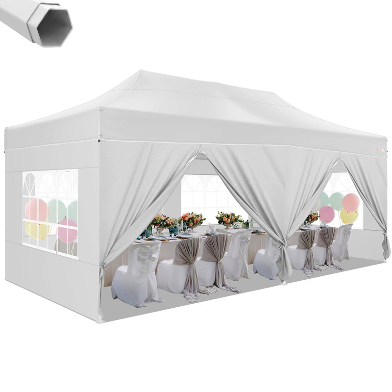 COBIZI Canopy Tent 10x20 Pop Up Heavy Duty Canopy Tent with 6 Removable Sidewalls,Party Tent for Weddings, White