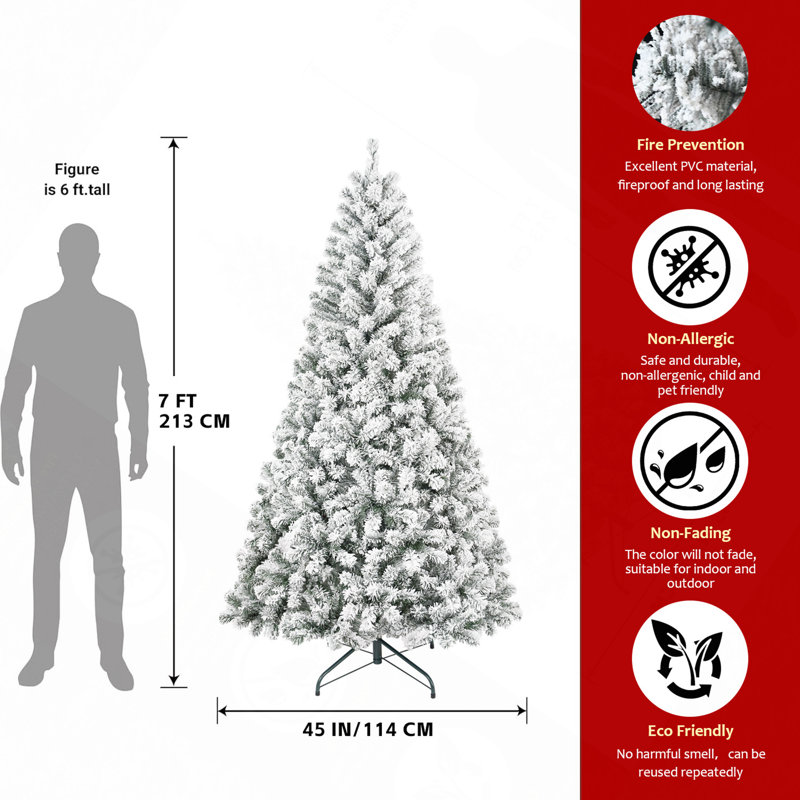 Arbre de Noël 4 pi, arbre de Noël en PVC enneigé avec 233 pointes, forme compacte, support en métal robuste, arbre de Noël pour la maison, le bureau ou un appartement