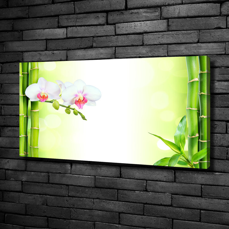 Orchid And Bamboo - No Frame Print on Glass, Canvas, 50cm H x 100cm W x 2cm D