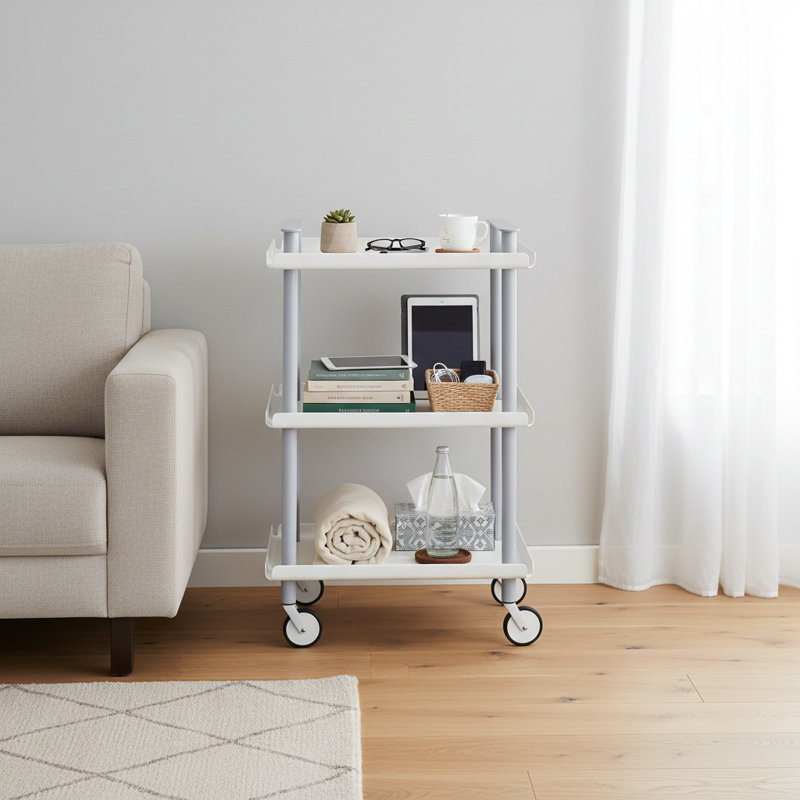 Zeigler Serving Cart, White, Grey