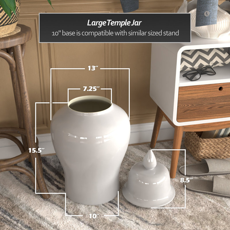 Timeless Chinese Temple Jar, 24", White