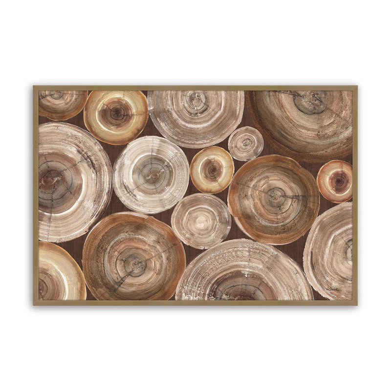 Impression d'échos en bois, Cadre doré brossé, H 24 po x l 36 po x P 1,25 po