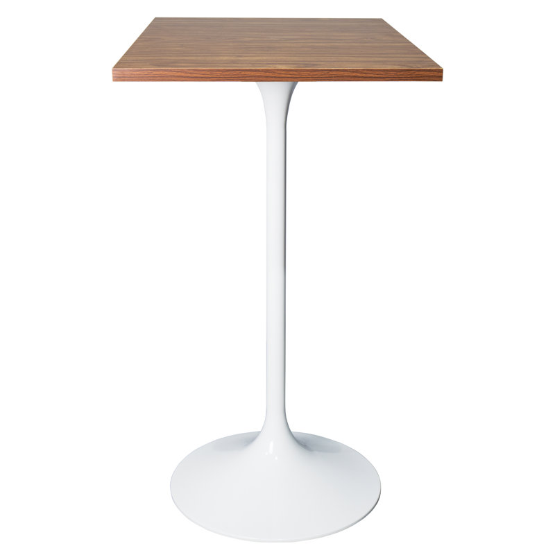 Travis 24" Square Bar Height Table With MDF Top And Stainless Steel Pedestal Base - Dining Table For Modern Home And Kitchen
