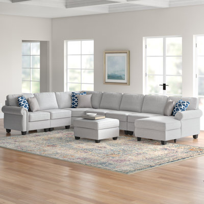 Canapé modulaire de coin en U avec repose-pieds de 149,8 po Ketterer