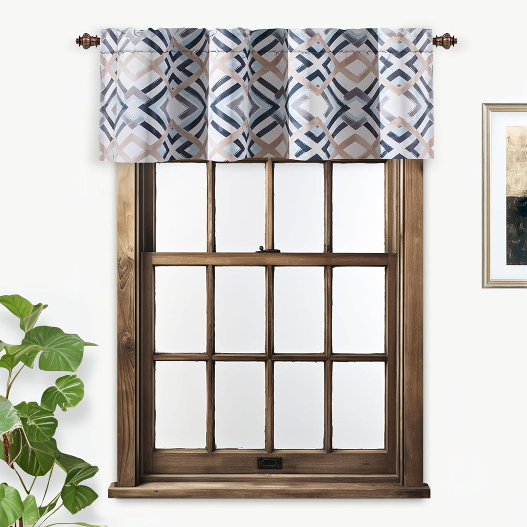 Uecker Geometric Kichen Valance Room Darkening 52" Window Valance Everly Quinn