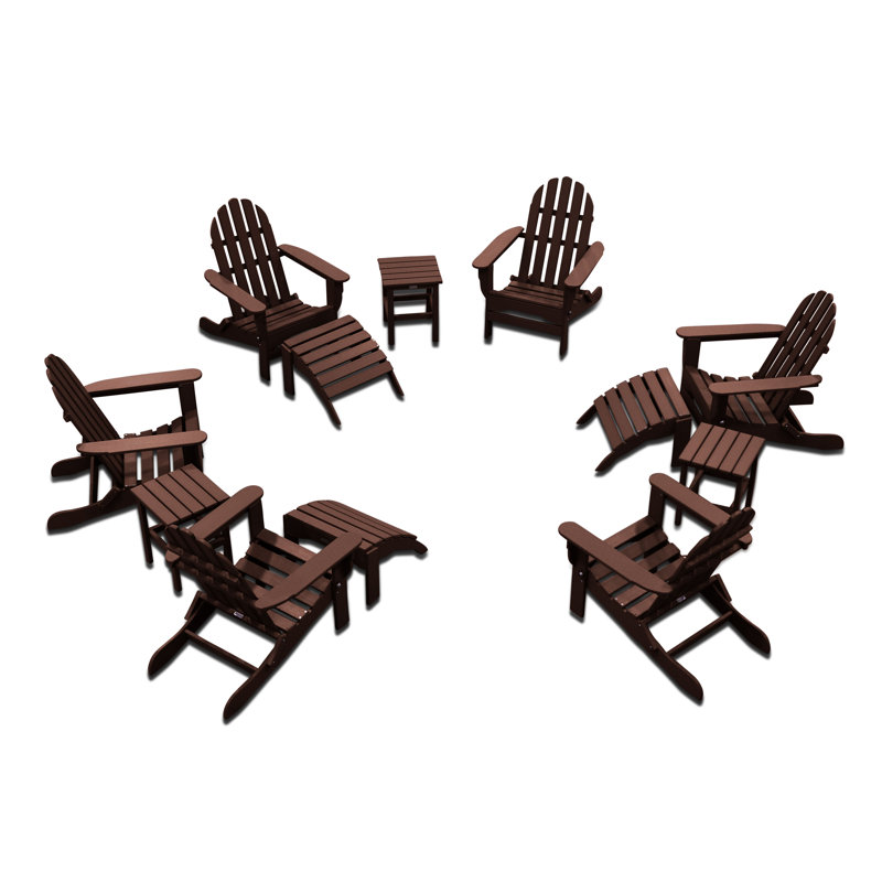 Leighton Foldable Outdoor Adirondack Set, Chocolate