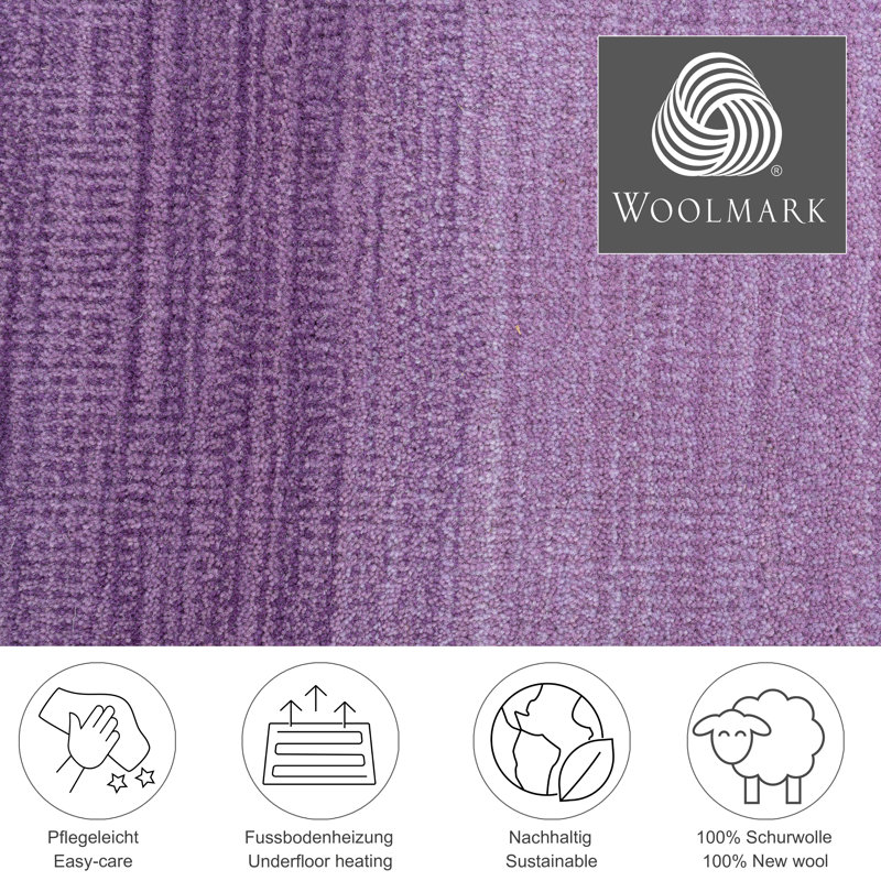 Hand-Loomed Wool Purple Rug, Rectangle 70 x 140cm