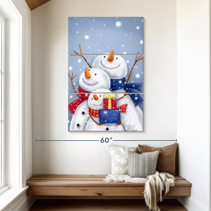 Lelend Three Snowmen II, 50" H x 32" W