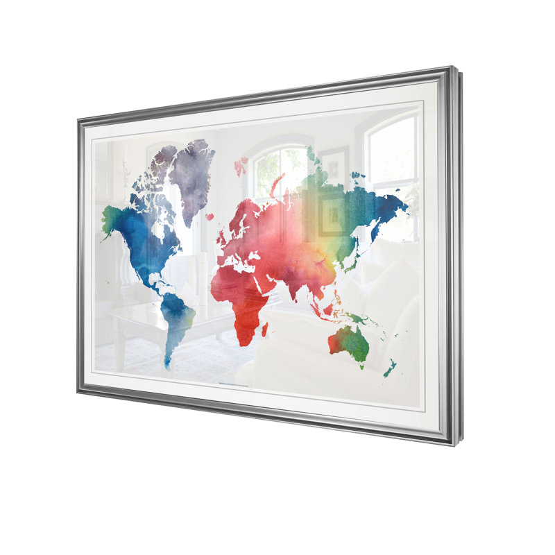 " Rainbow World ", 20" H x 24" W x 1.5" D, Silver Frame