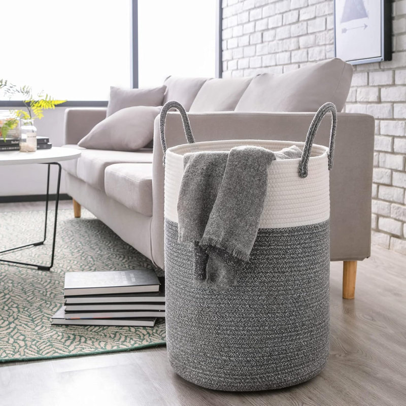 Fabric Laundry Hamper, Dark Grey