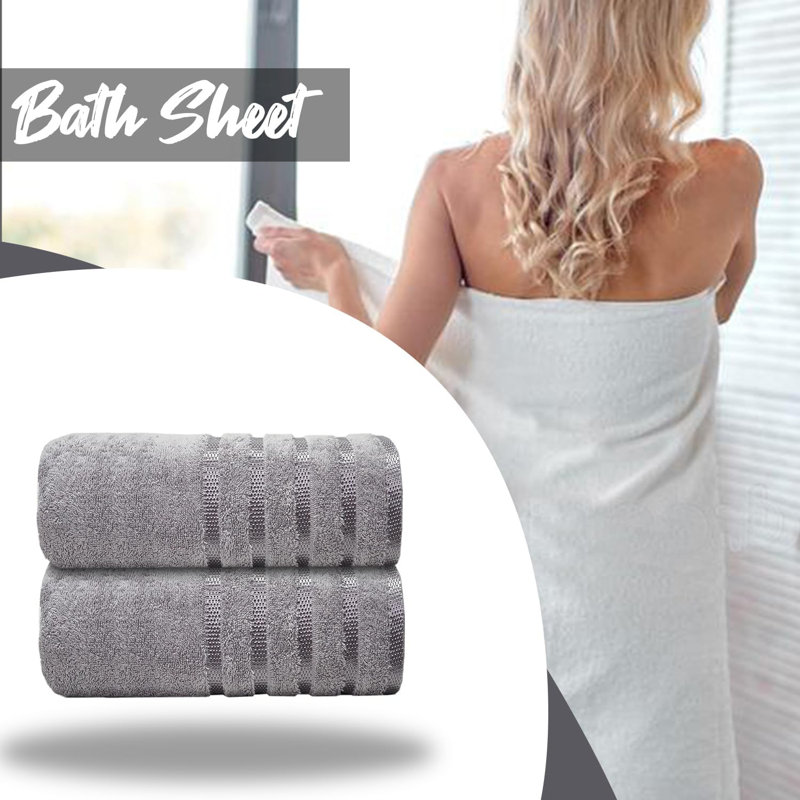 Mikeshia Premium Jumbo Bath Sheet Set, Sliver