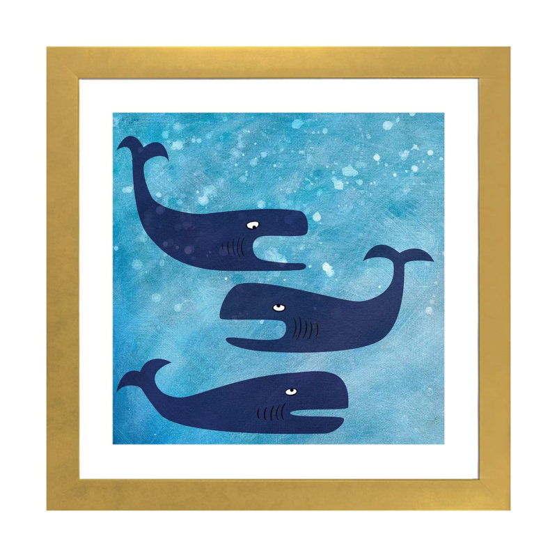 « Baleines » par Nic squirrell-impression, Papier encadré doré, H 16 po x l 16 po x p 1 po, Blanc