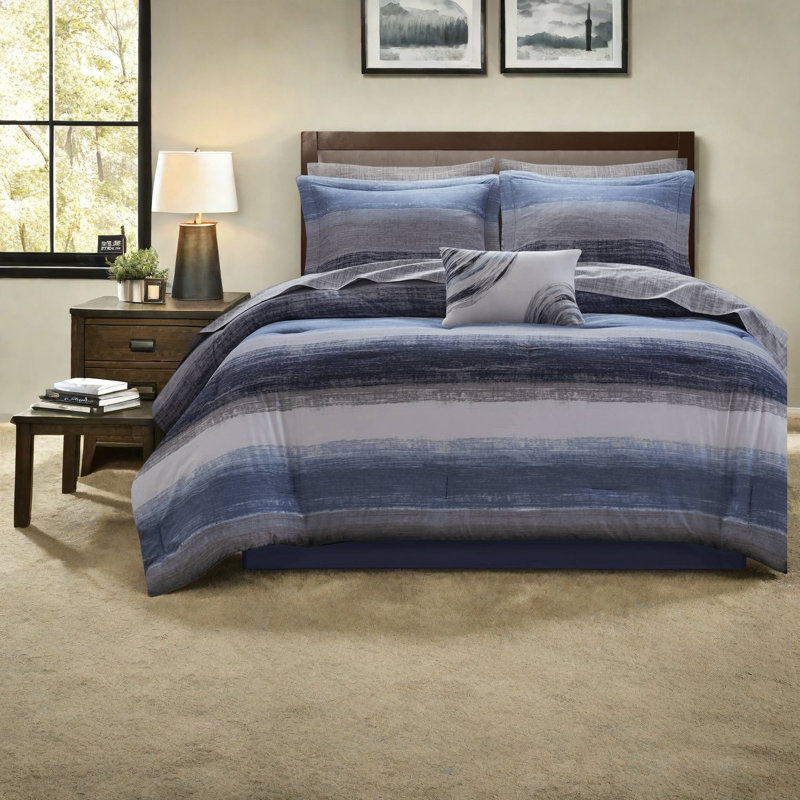 Premium Queen Bedding Sets, Cotton Sheets, Watercolor Stripe For Home