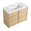 Meuble-lavabo simple autoportant de 42 po avec lavabo en résine et 2 portes d'armoire à fermeture en douceur-31853029