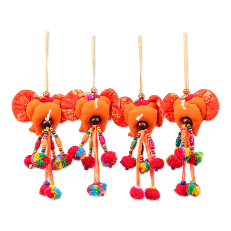 Ensemble d'ornements en mélange de coton fait à la main Novica (ensemble de 4)