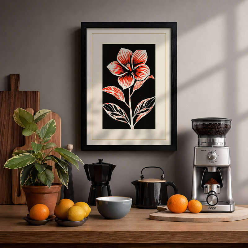 Striped Bloom Botanical - Print, A1 - 84.1 x 59.4 cm, Black