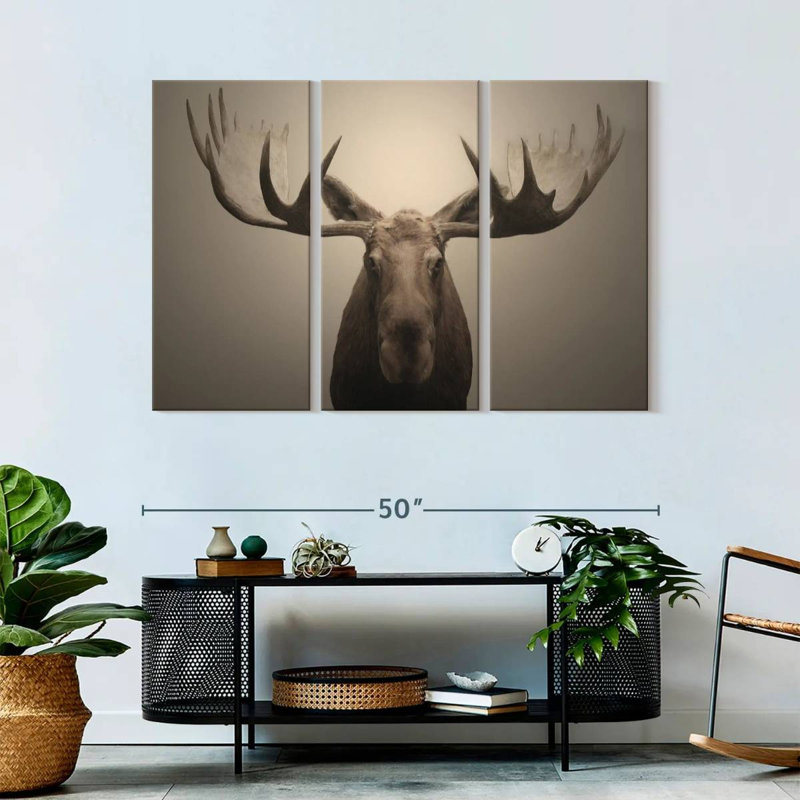 " Moose Portrait " 3 - Pieces, 32" H x 50" W x 1.25" D