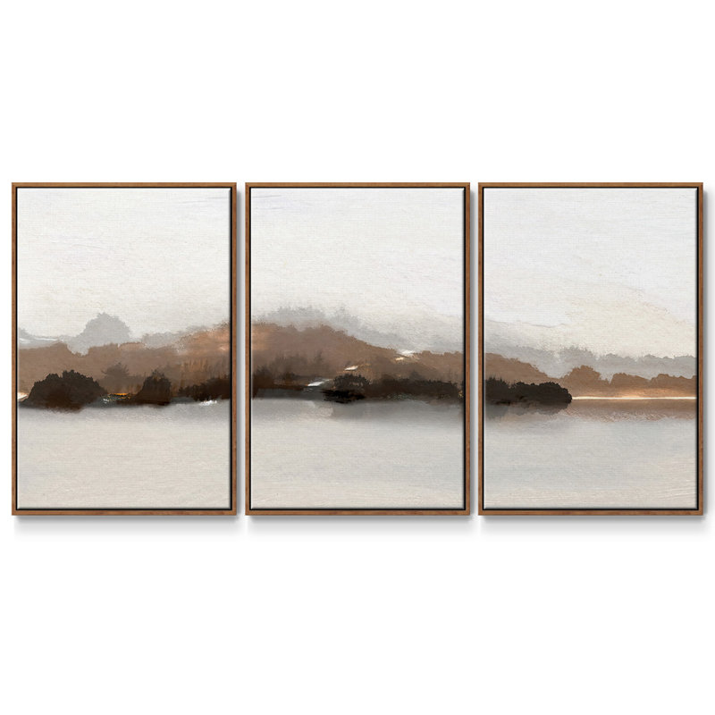 «Slauson Mountain at Dusk», reproduction sur toile flottante 3 pièces, Noyer, H 24 po x l 48 po x P 2 po