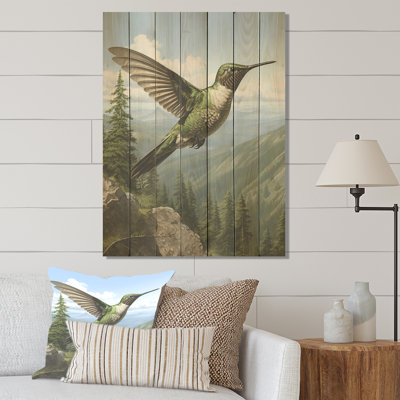 «Green Radiant Hummingbird Beauty II», impression de colibri sur bois