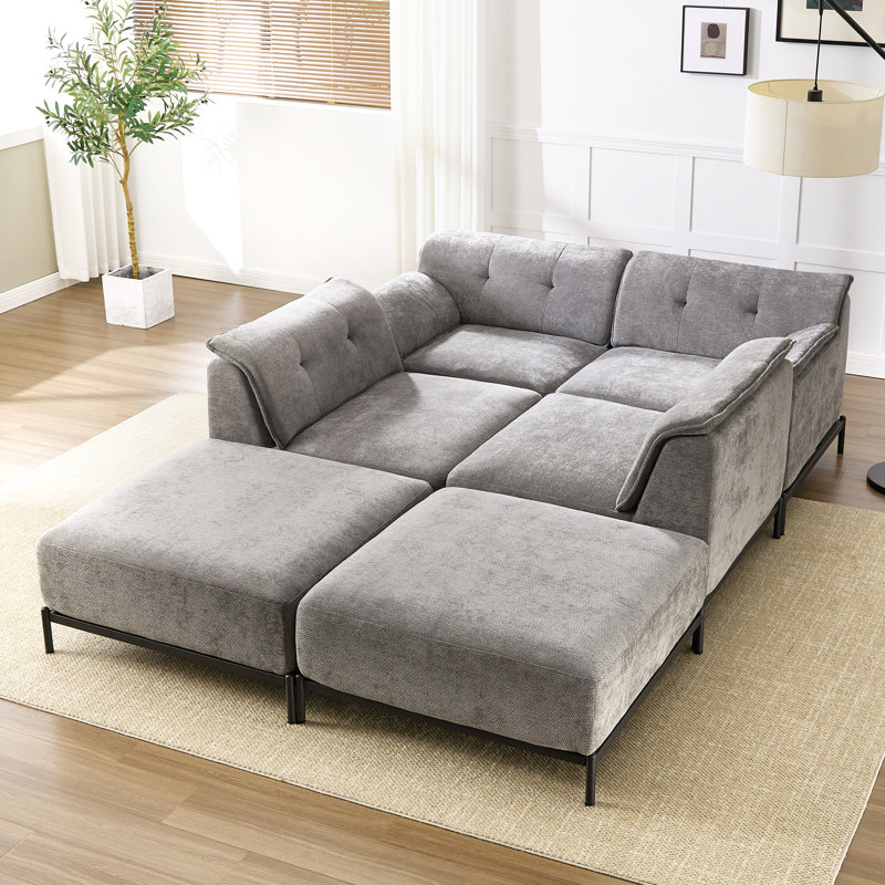 Canapé-lit modulaire en chenille Modern, Gris