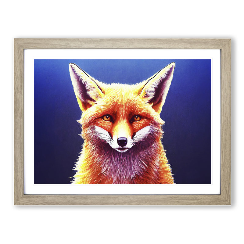 Unique Fox - Framed Print, 46cm H x 64cm W x 2cm D, Oak Framed