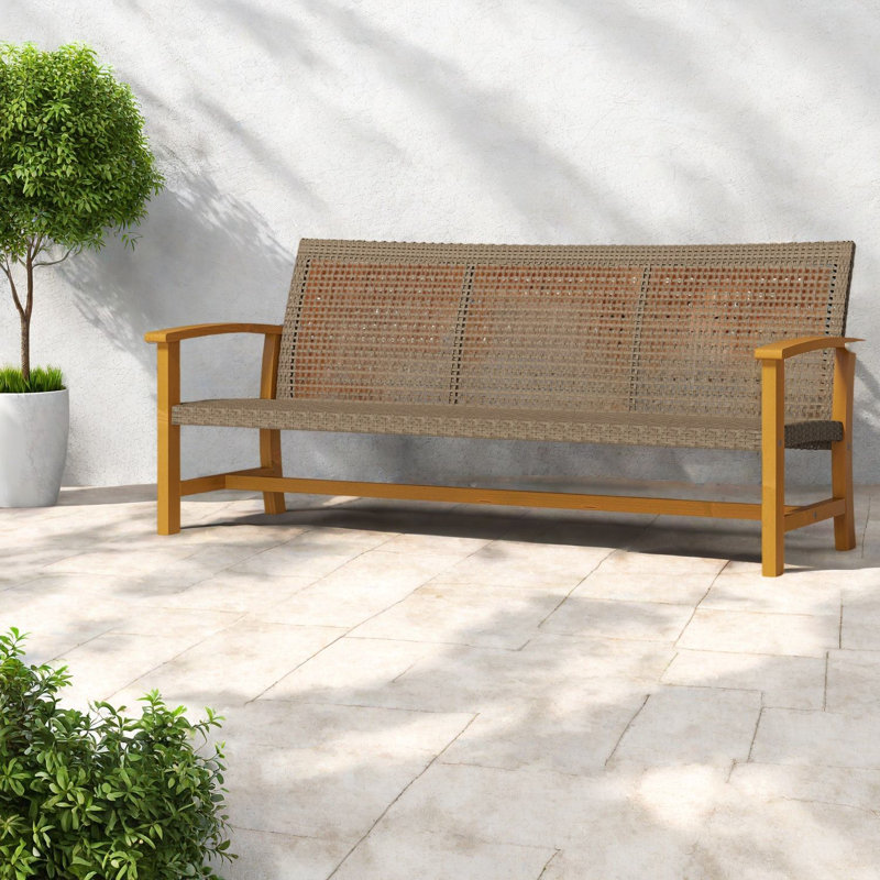Canapés de patio avec siège, osier en acier et bois d'acacia 1000 lb, maison d'extérieur rustique