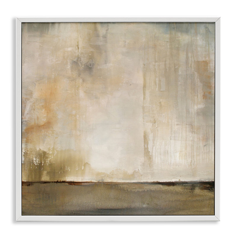 Giclée sur toile abstraite et brossée par Karen Hale, H 12 po x l 12 po, Giclée encadrée blanc bord de mer