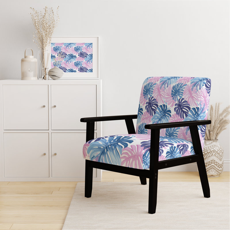 Chaise rembourrée Tropical For Girls, Accoudoirs carrés noirs