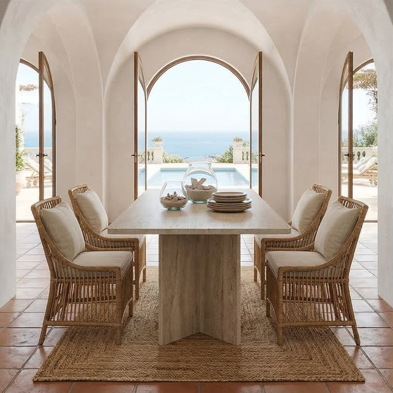 71" Rectangular Multipurpose Dining And Conference Table, Travertine