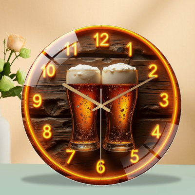 Horloge murale en verre Neon Beer