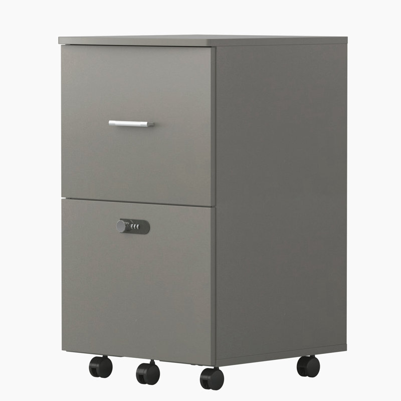 Classeur vertical mobile 2 tiroirs Lusila, Gris antique / blanc