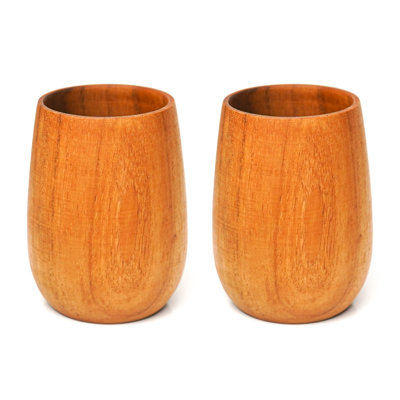 Ensemble de tasses à thé rondes en bois de teck