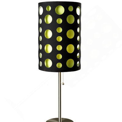 Lampe de table 33 po en métal, design rétro avec abat-jour noir et vert