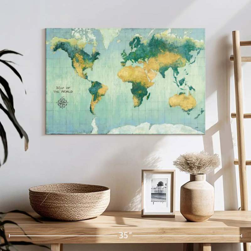 Aliaz Earth Map, 16" H x 24" W