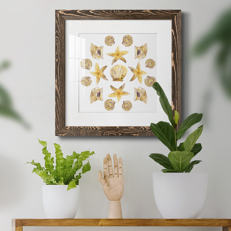 «Seaside Kaleidoscope I-Premium», reproduction encadrée prête à être accrochée, Papier avec cadre noyer, Blanc