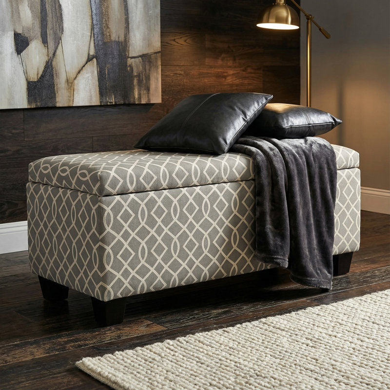 Barlett Linen Blend Upholstered Bench with Flip Top