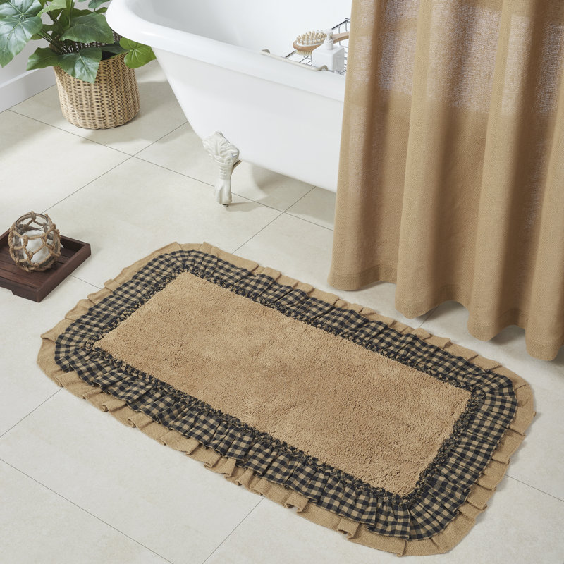 Dasha 100% Cotton Non-Slip Bath Mat, Country Black, 27" W x 48" L