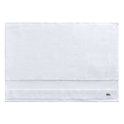 Lacoste Heritage 21x31 Bath Mat, 100% Supima Cotton, Micro-fresh® Anti-microbial In White