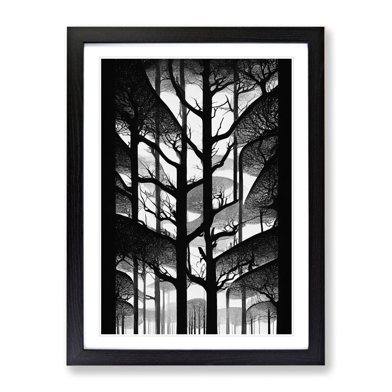 Monochrome Forest - Framed Print, Black, 64cm H x 46cm W x 2cm D