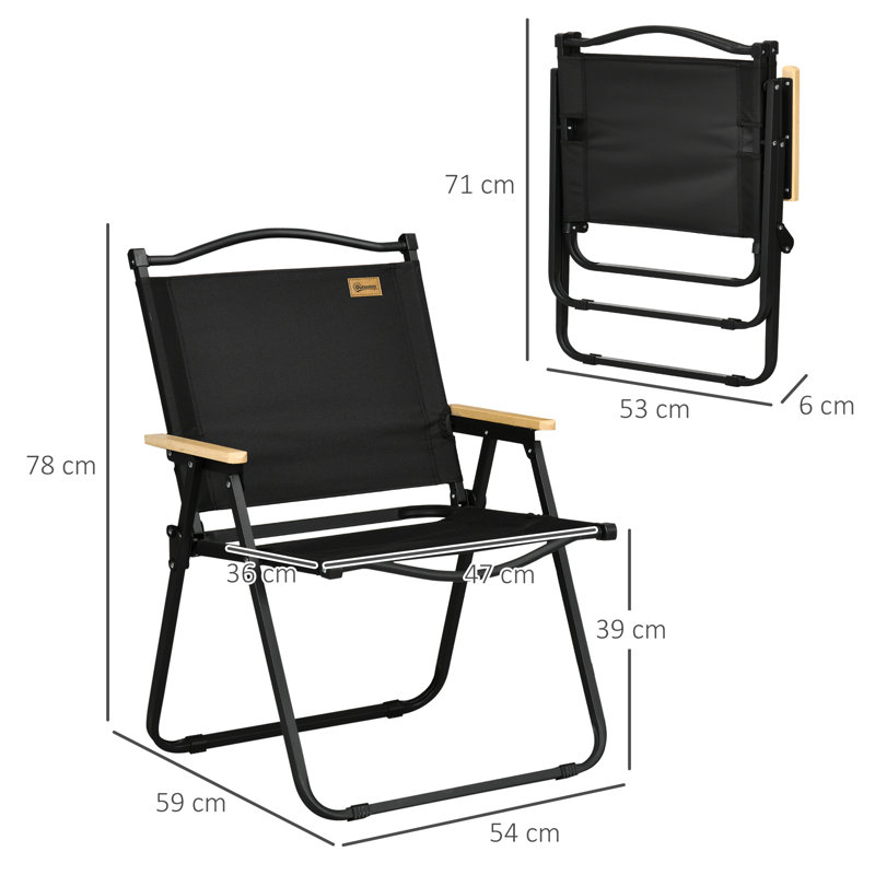 Folding Camping Chair, Black, Black